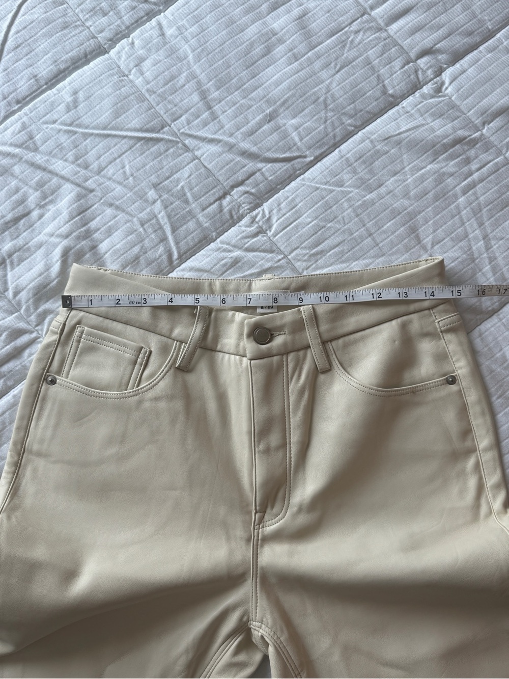 Good American cream faux leather straight leg pants size 8 - Picture 4 of 8